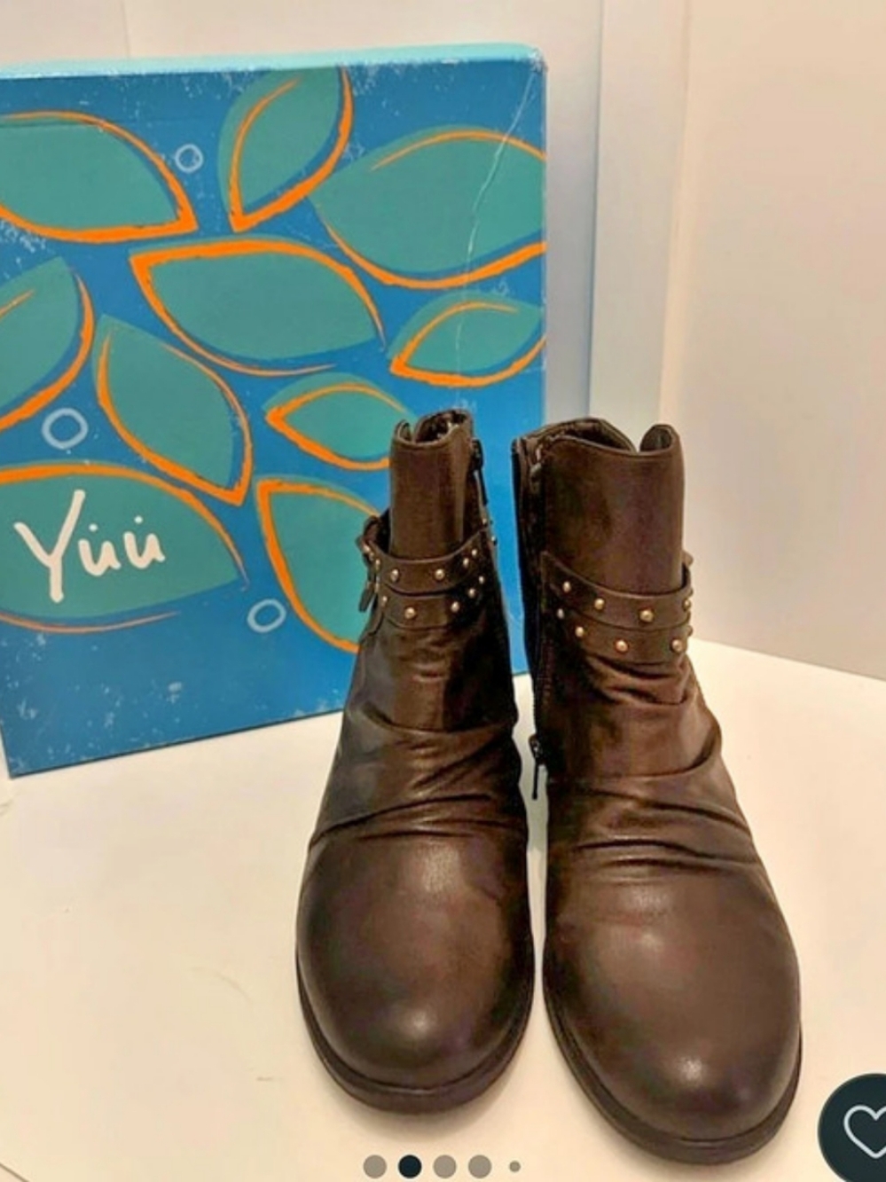 Yuu Marshey Studded Ankle Boots in Brown US 7M